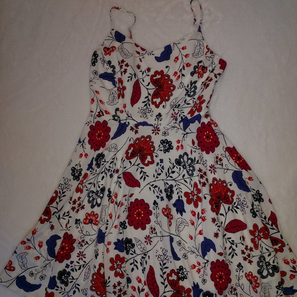 red white & blue floral summer dress 4th of July